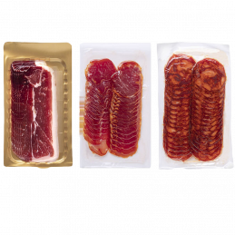 Trio of Sliced Acorn-Fed Gourmet Products with Shoulder Ham